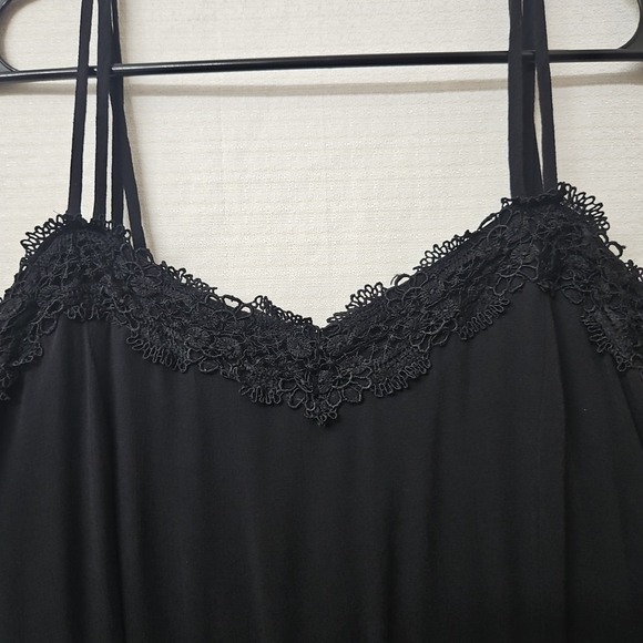 Womens Black Babydoll Mini Dress Ruffle Lace Y2k Style Vacation Cruise Beach - Picture 3 of 5